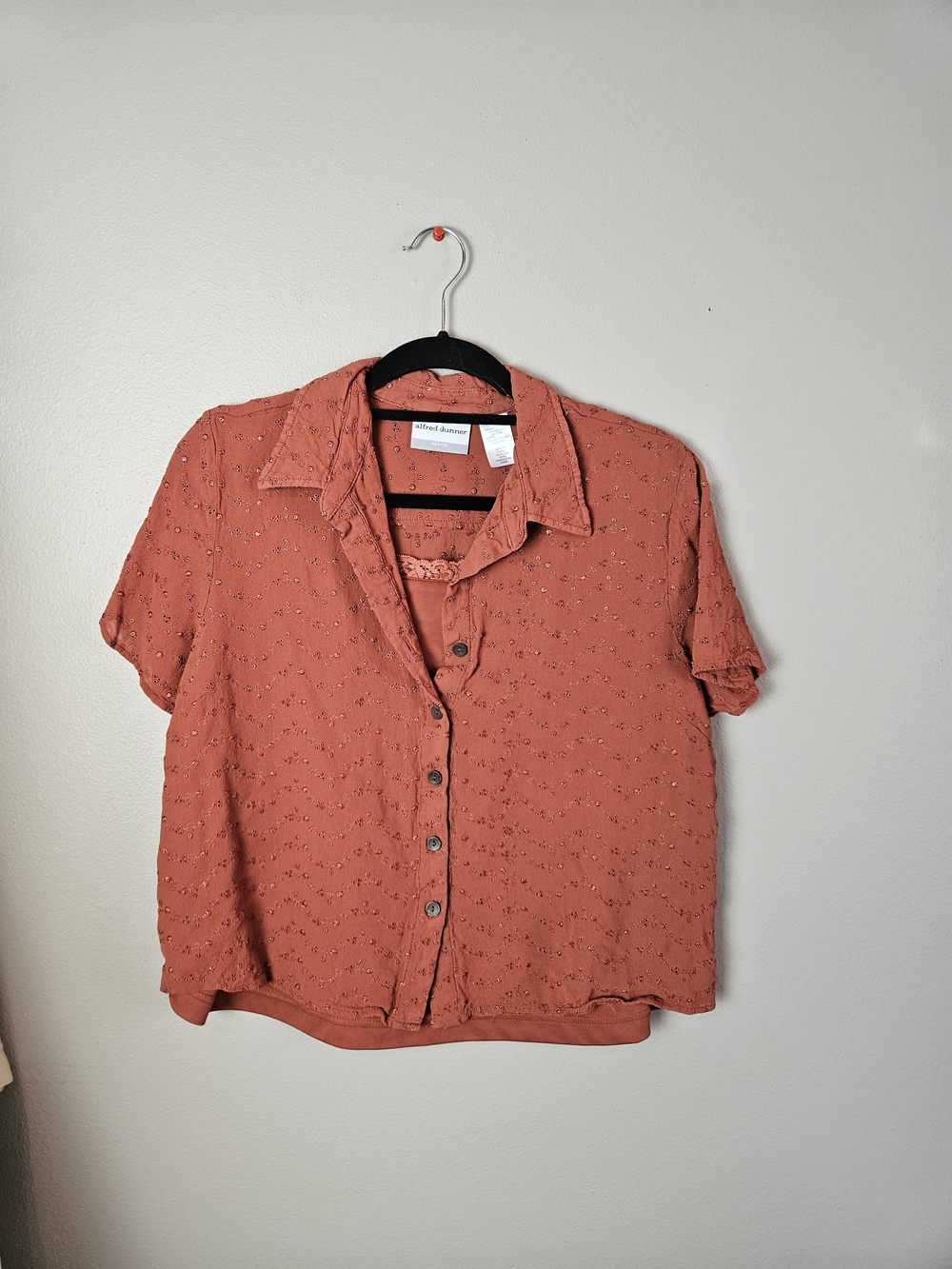 Alfred Dunner Coral Eyelet Button-Down Shirt